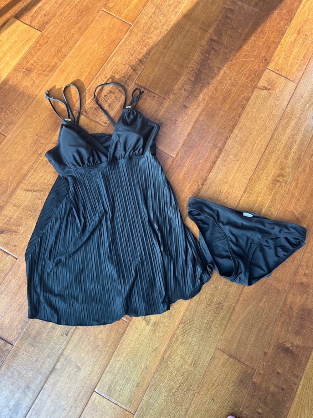 Merona Black Pleated Swim Chemise with Matching Briefs